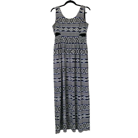 Sweet Storm Maxi Dress Women M Black White Abstract Cutout Southwestern Vacation - Picture 1 of 11